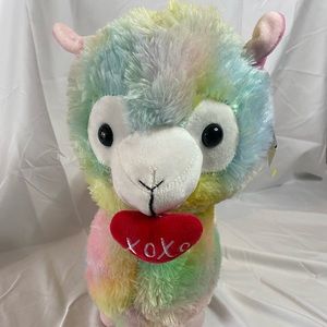 BIG RAINBOW ALPACA PLUSH WITH HEART